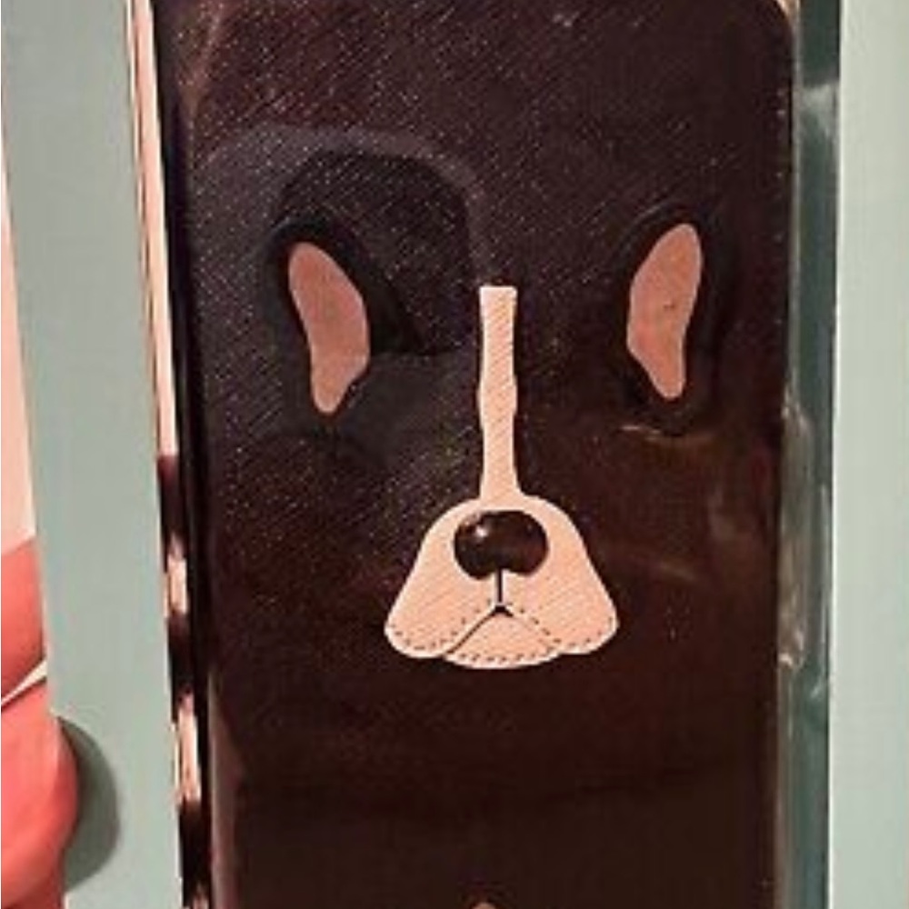 Kate Spade French Bulldog Antoine IPhone X Flip Case-Wallet 2 Credit Card Slots